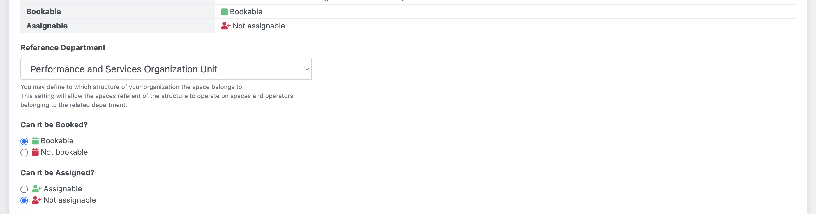 Assign Spaces - Mark space as
