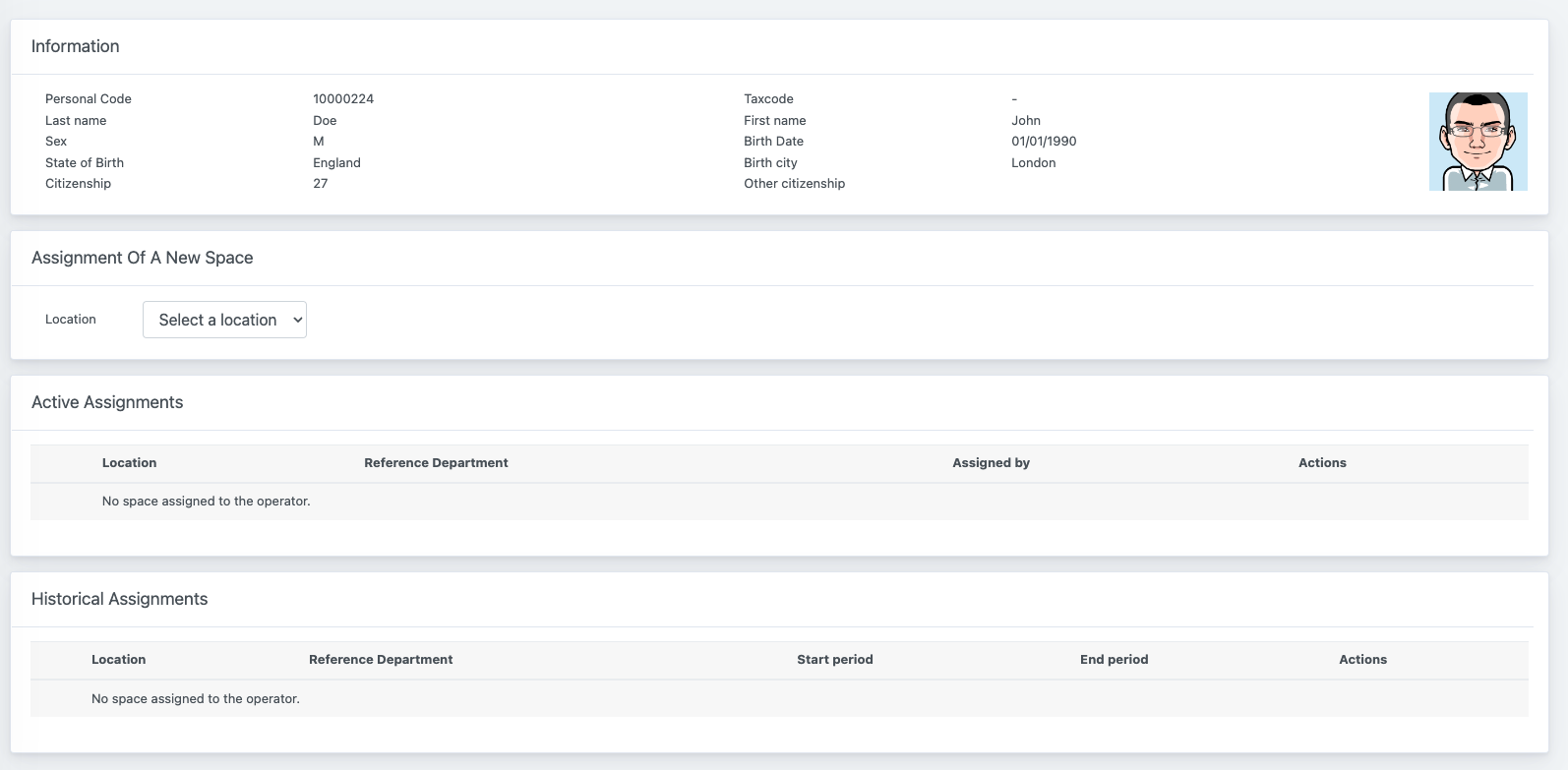 ssign Spaces - Operator sheet