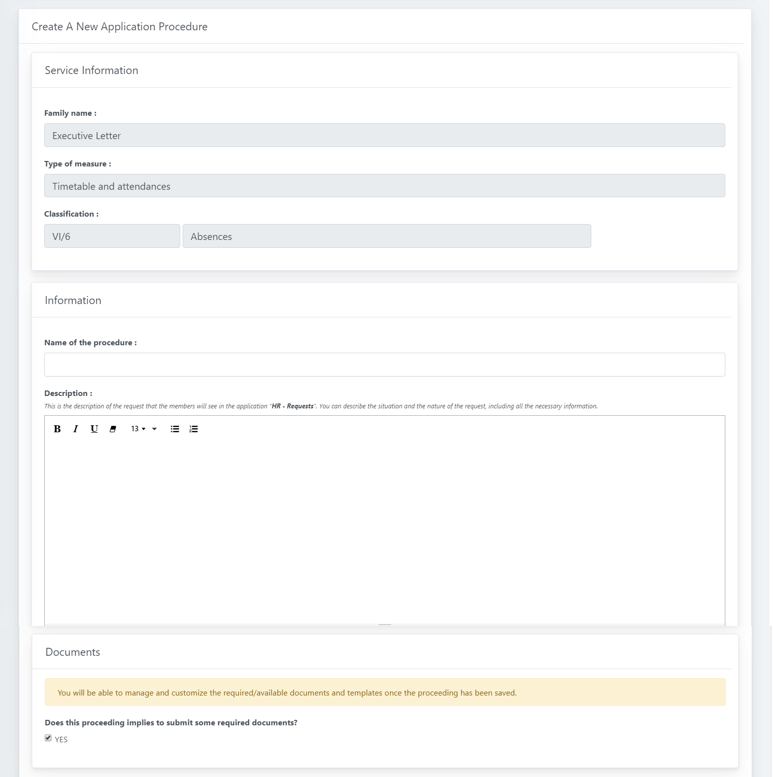 OpenStudio - Human Resources Requests - Request application creation