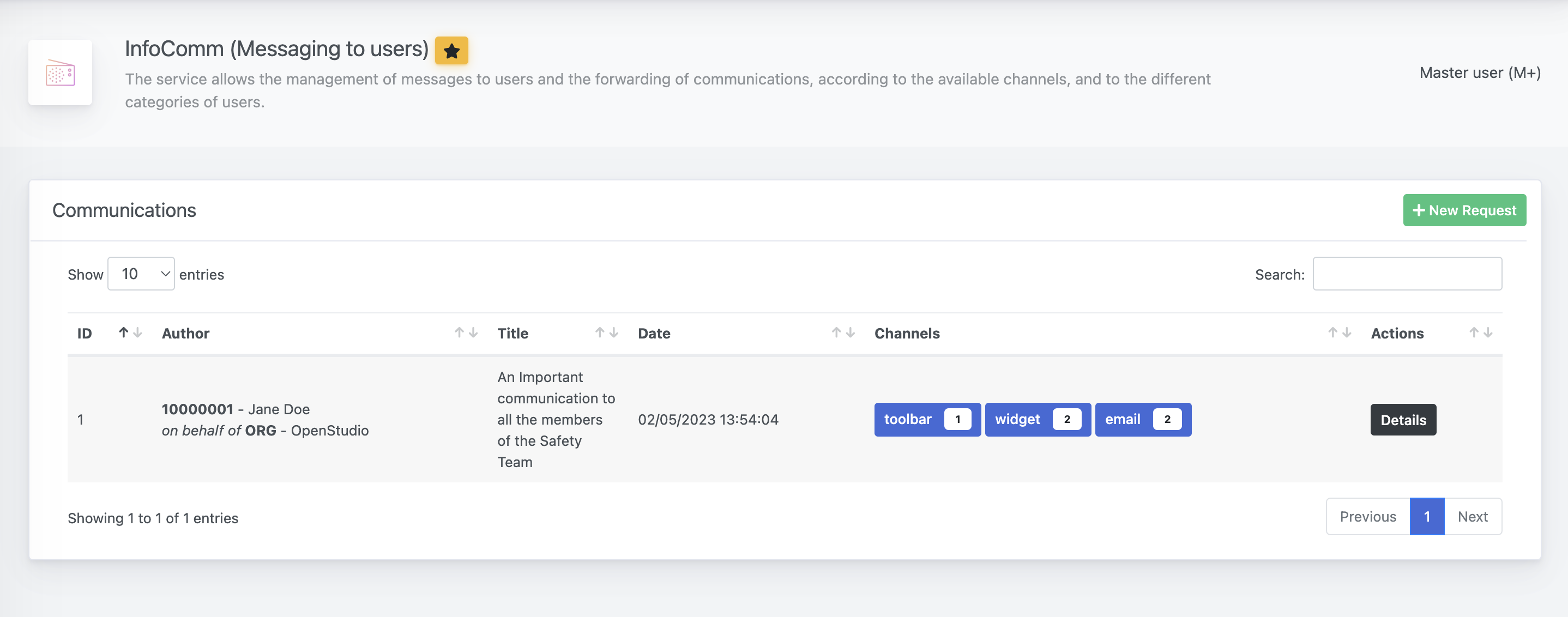 InfoComm (Messaging to Users) - List