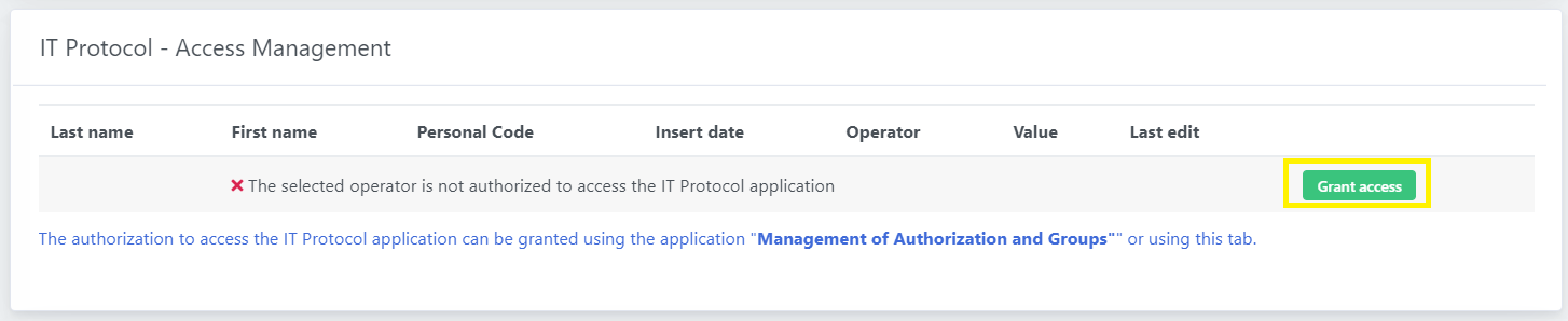 OpenStudio - IT Protocol Registry - Grant access to the application