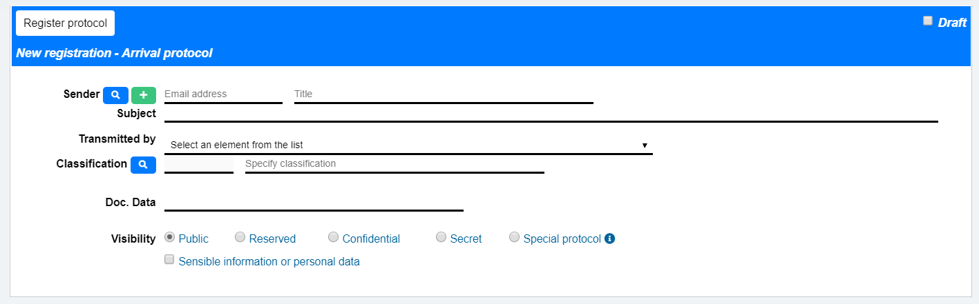 IT Protocol - Registration for Arrival Protocol - New registration