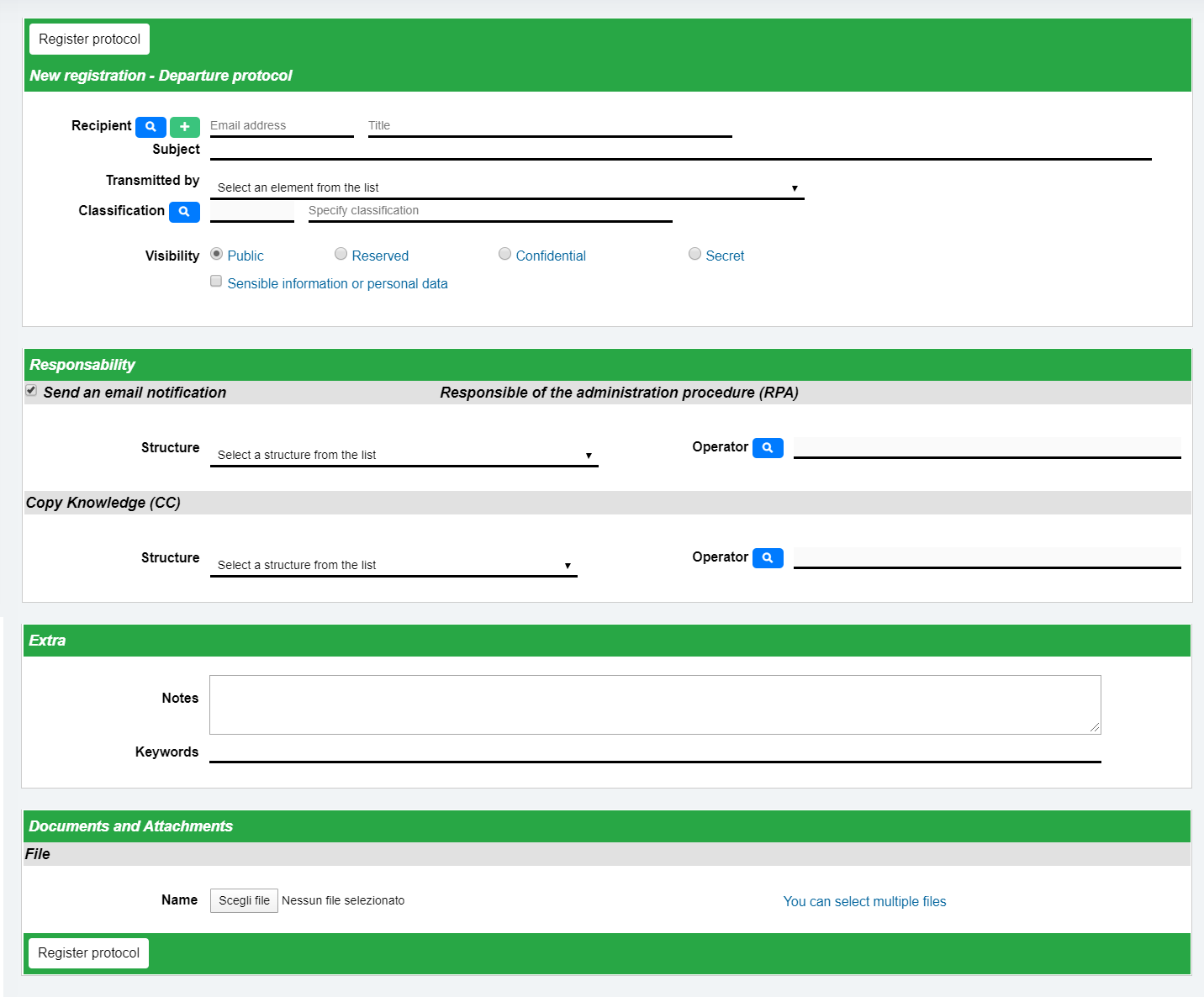 IT Protocol - Registration for Departure protocol