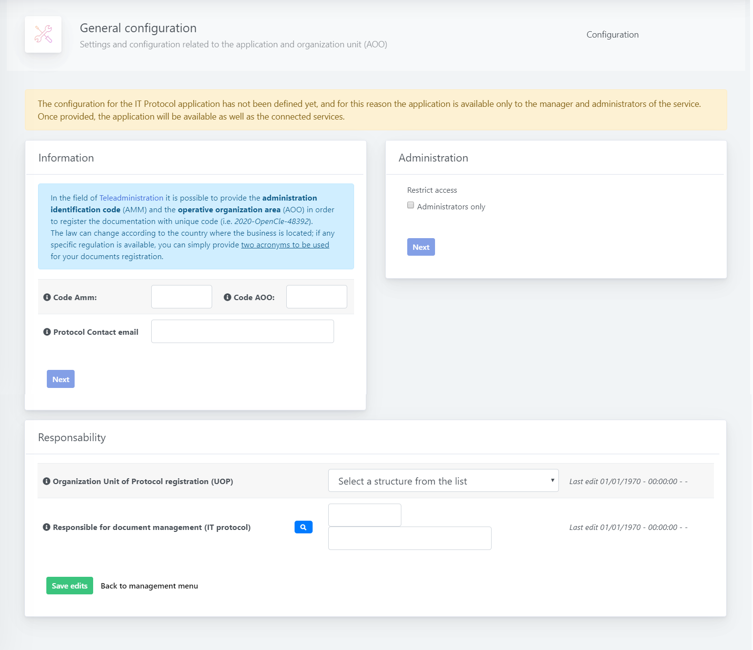 Configuración del protocolo para activar la aplicación