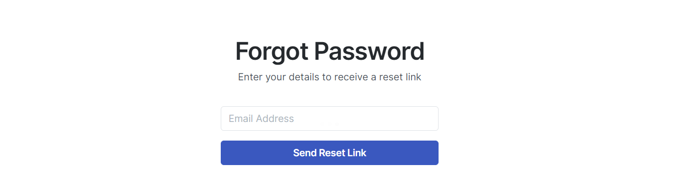 Specify your email to receive a reset link