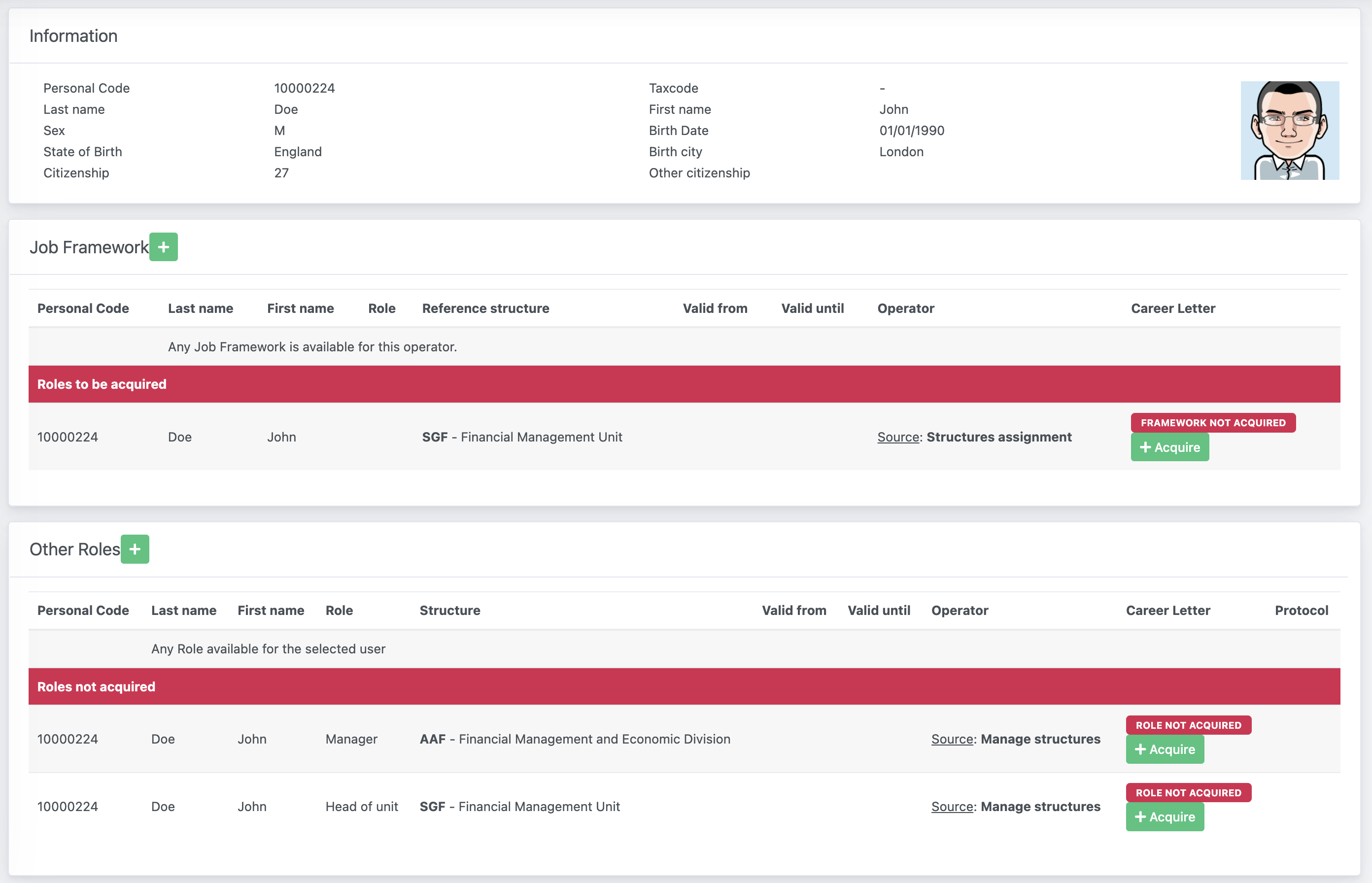 Roles and Positions - Individual management overview