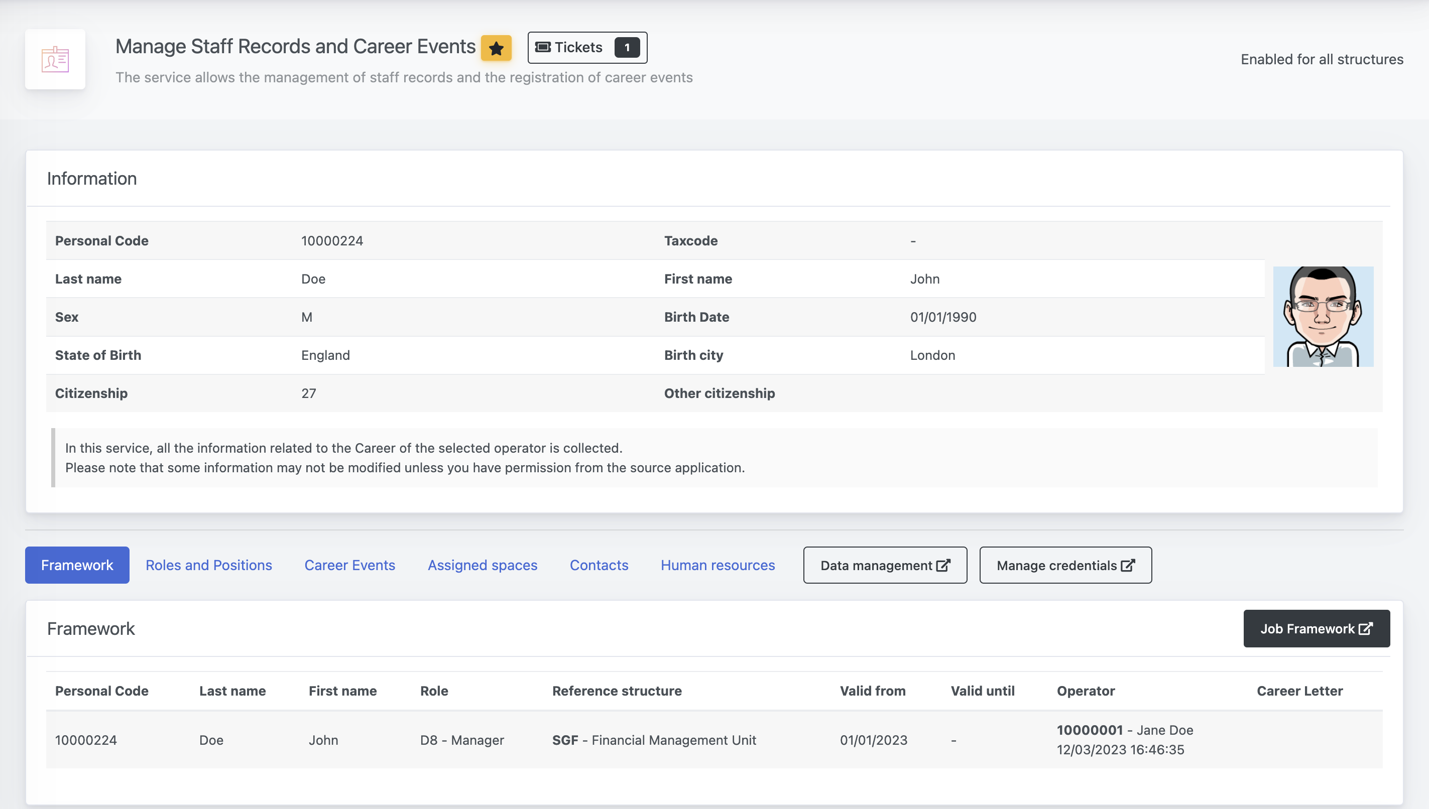 Manage Staff Records and Career Events - User Sheet Example